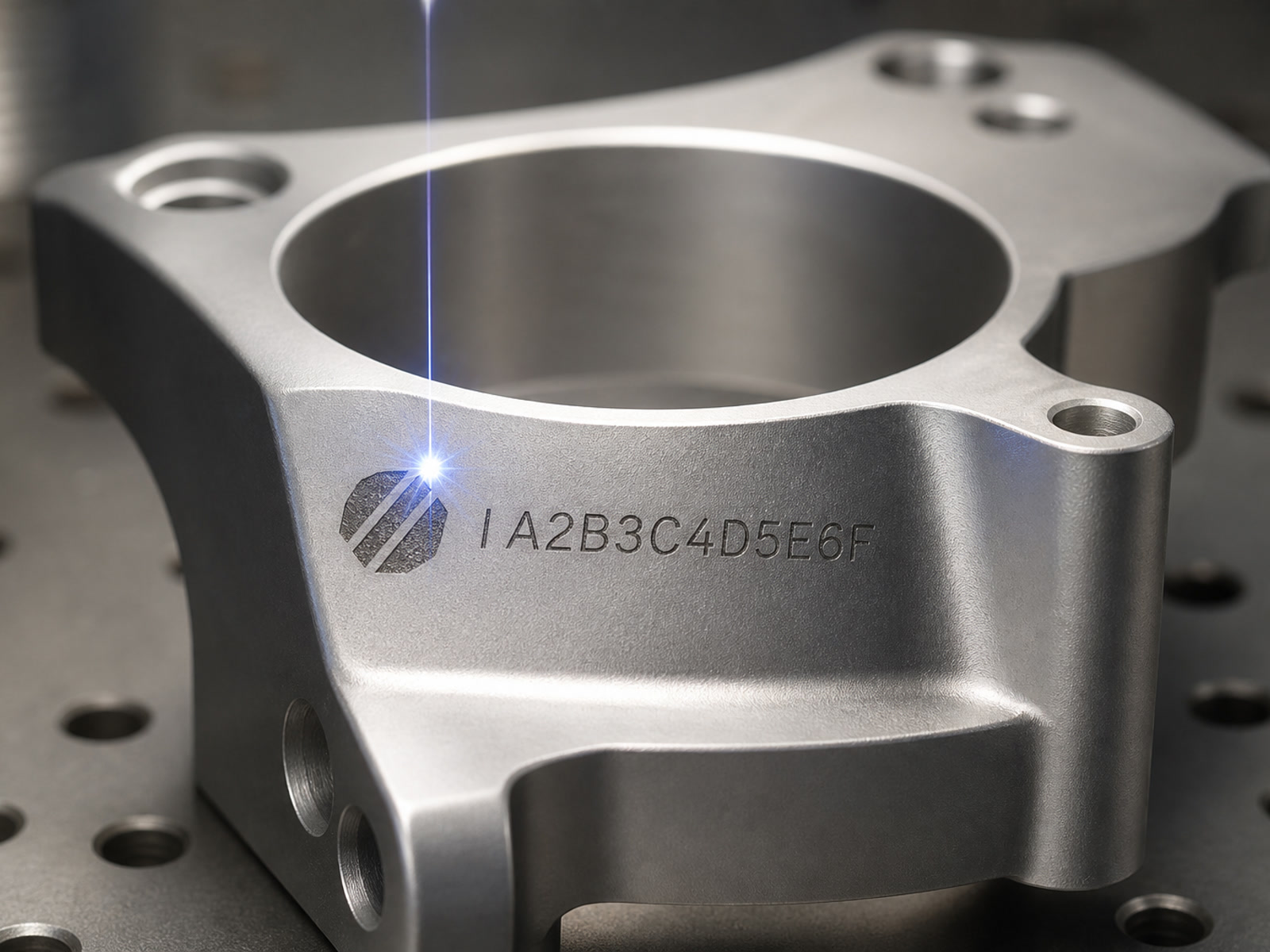 Precision laser marking on machined difficult-alloy component