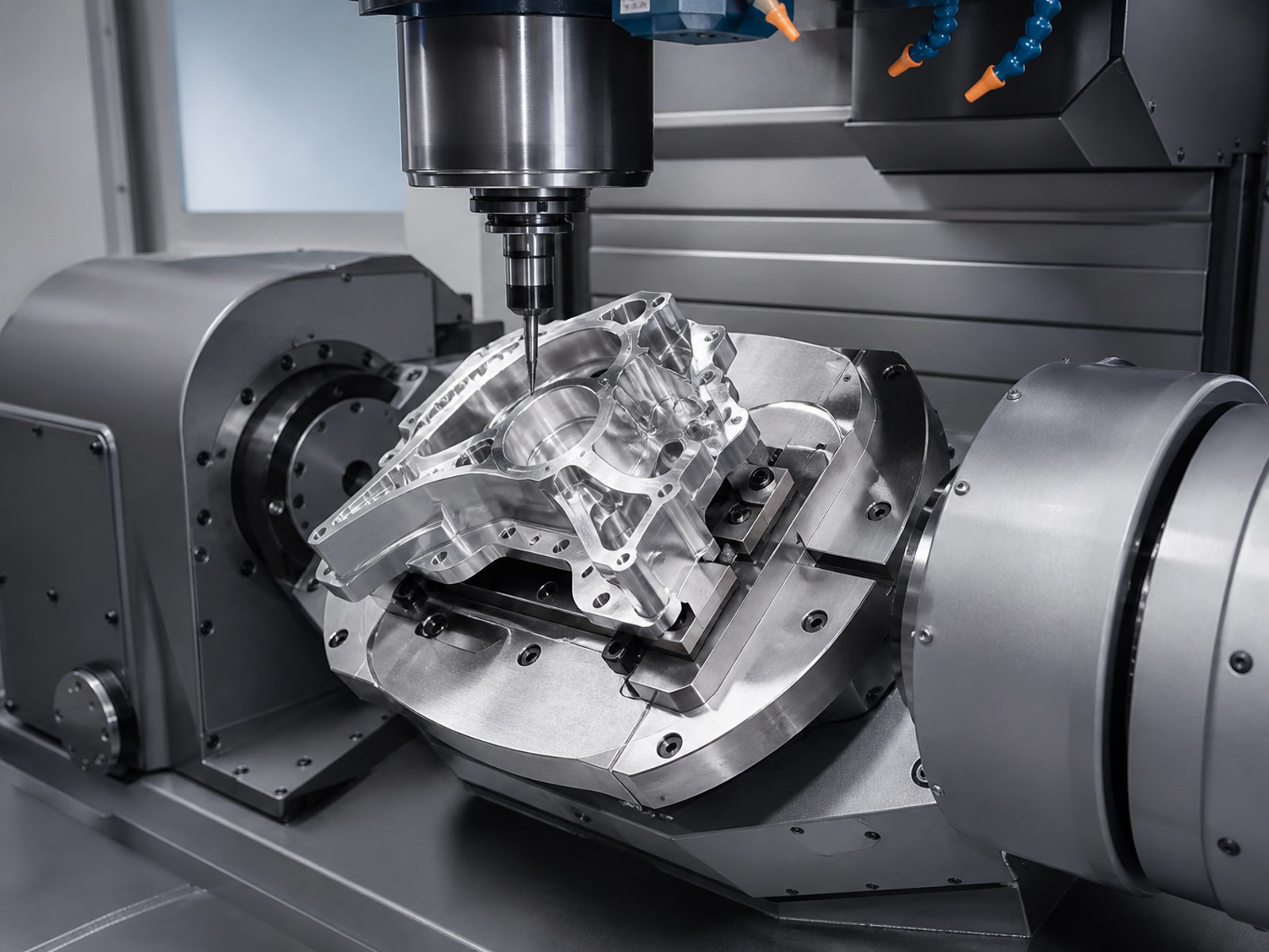 One-setup 5-axis CNC machining of difficult-alloy precision components