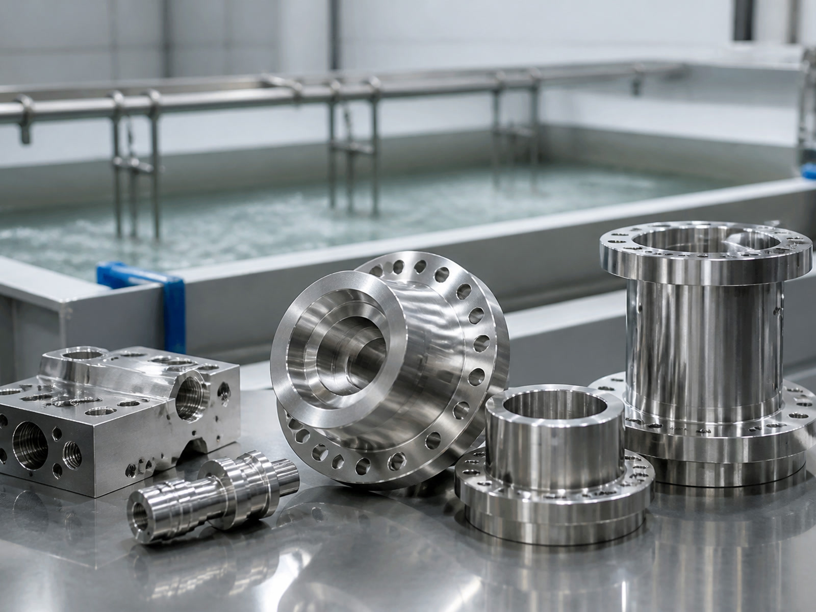 Precision machined stainless steel components prepared for passivation
